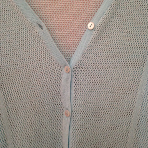 Belford Saks Fifth Avenue Blue Mesh Cardigan M - Picture 6 of 6